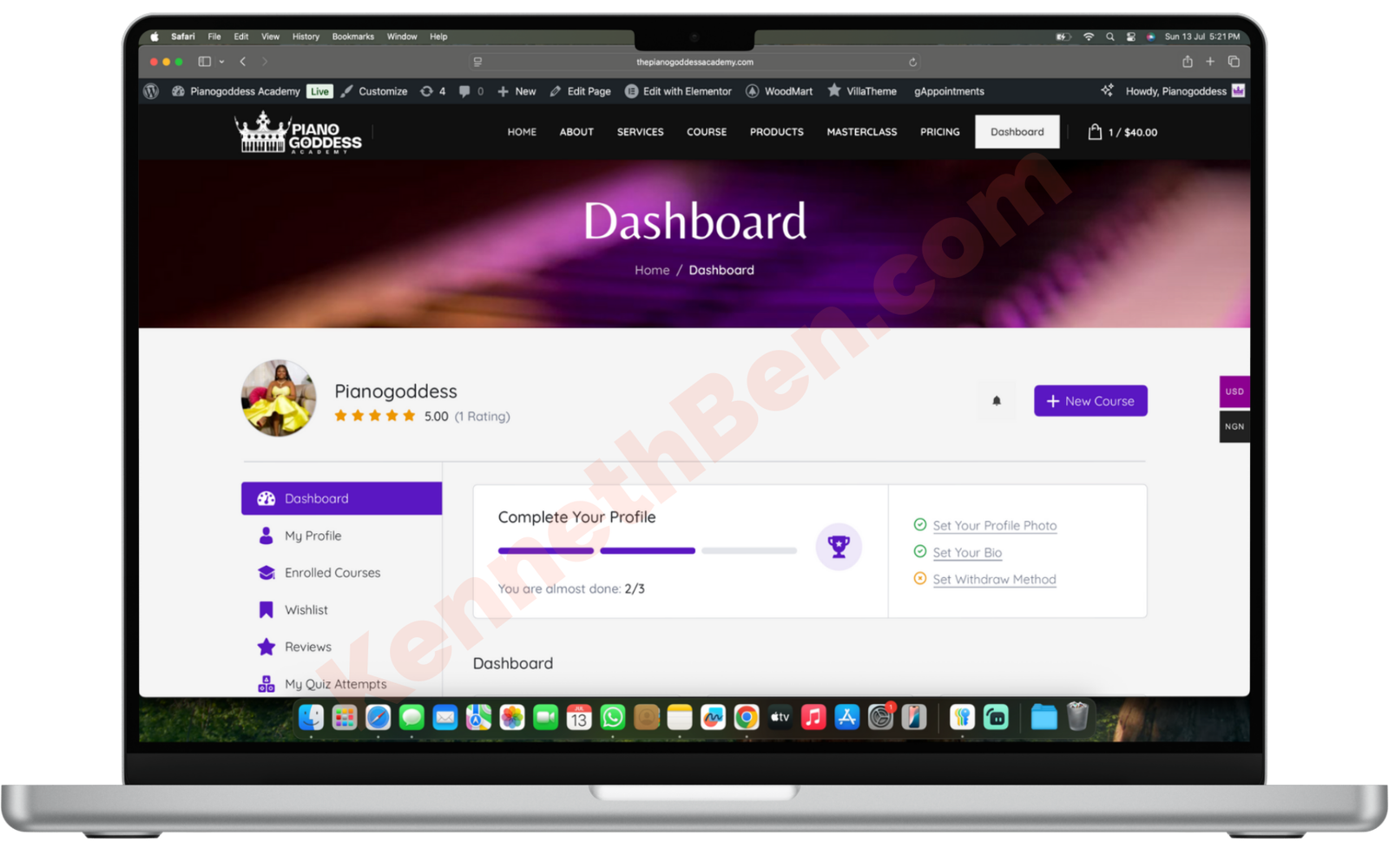Pianogoddess-dashboard